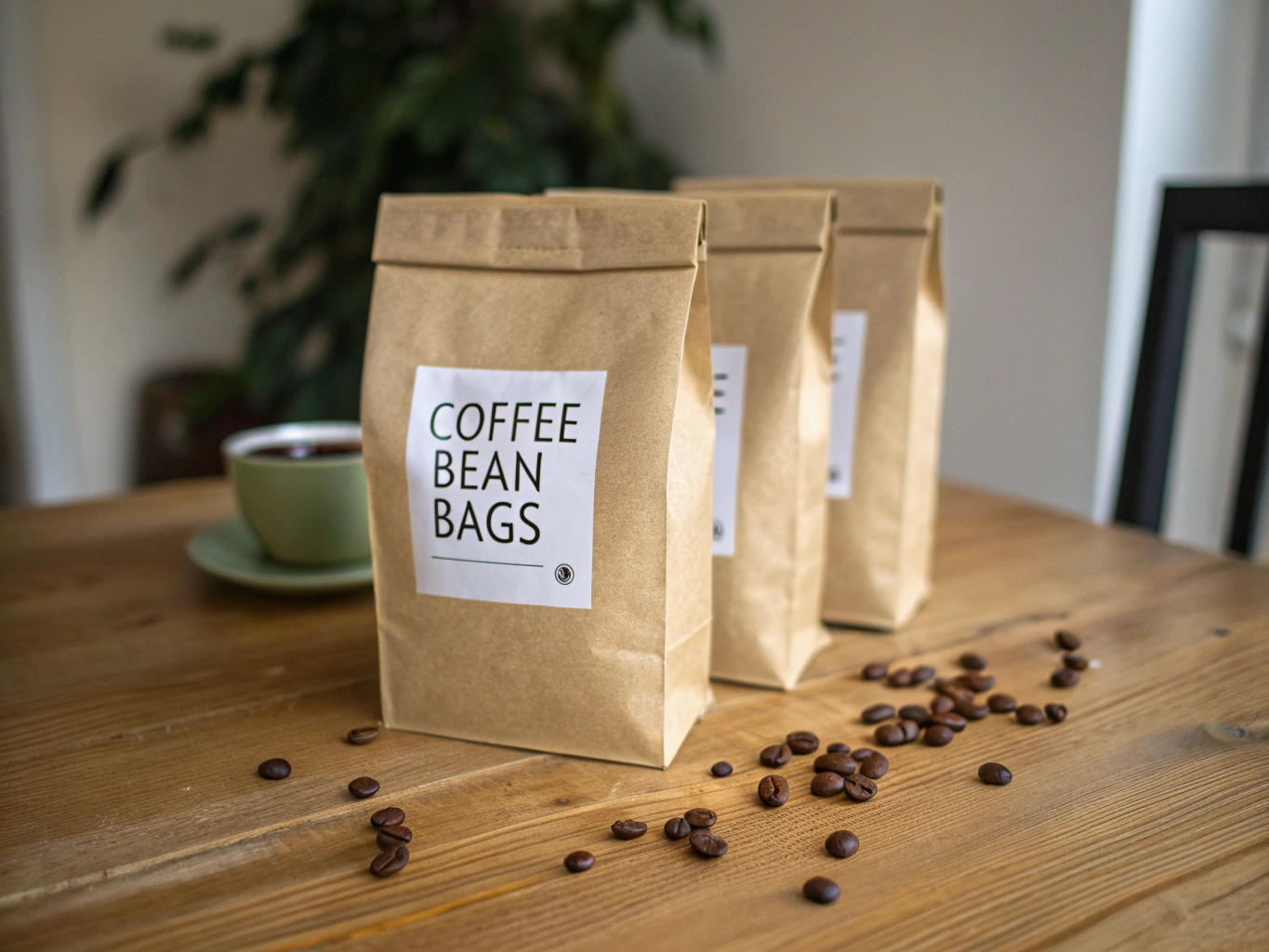 Packaged coffee bags ready for shipment in a studio